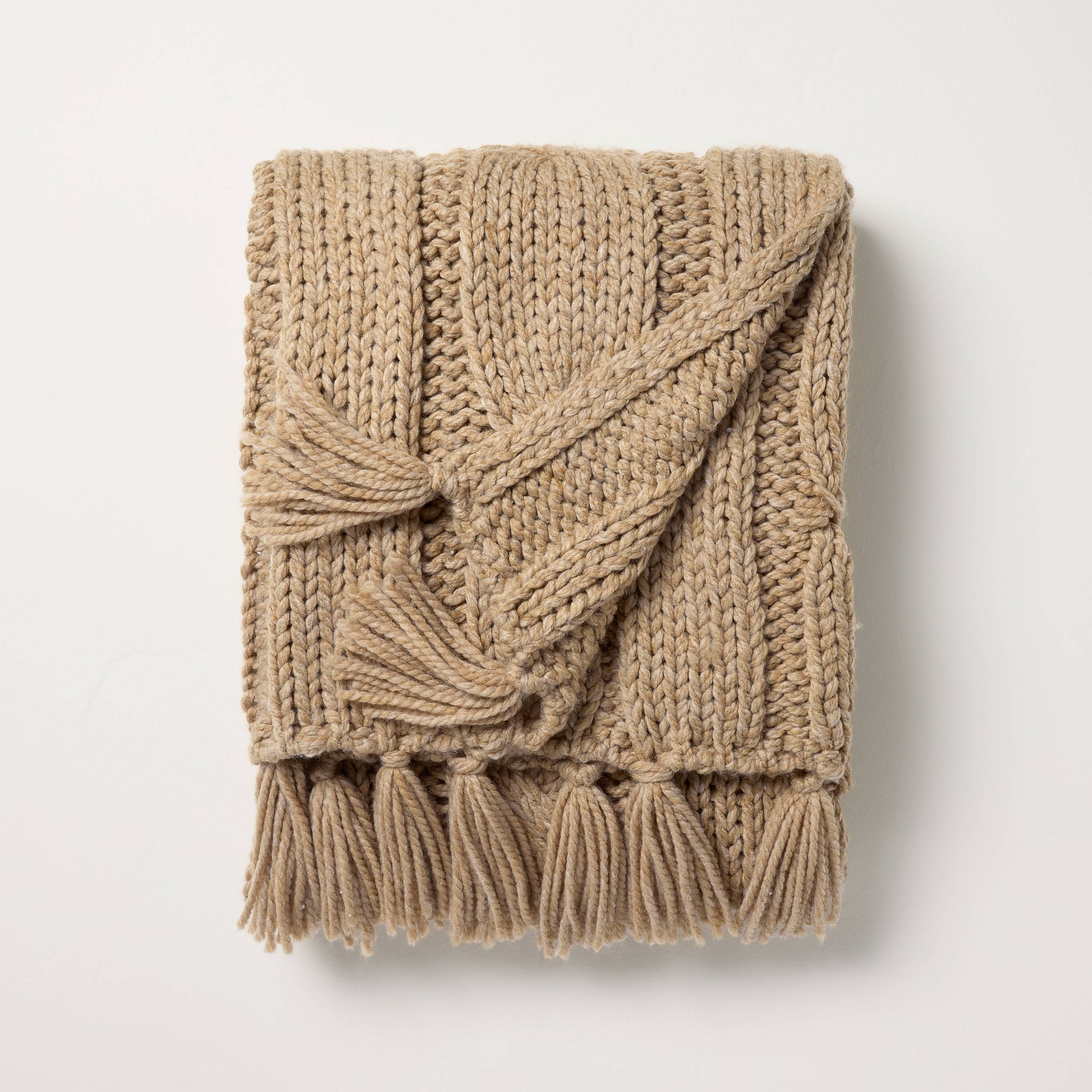 Oversized Cozy Knit Throw Blanket Tan - Hearth & Hand™ with Magnolia