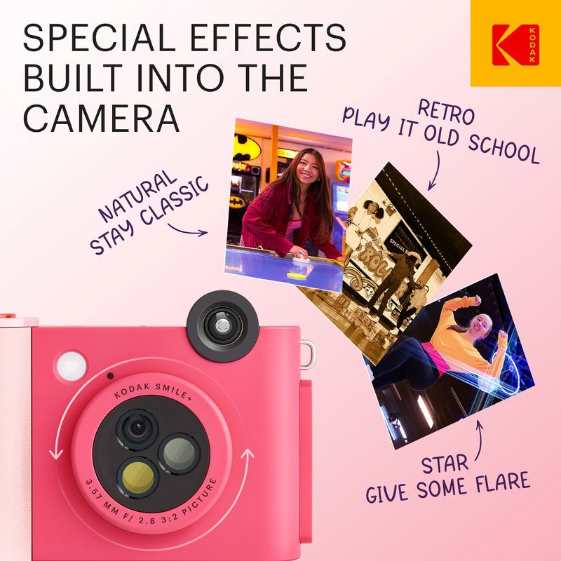Kodak Smile+ 2x3 Digital Instant Print Camera with Effect Lenses, 3 of 11