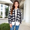 Anna-Kaci Women's Floral Quilted Jacket with Peter Pan Collar and Tie Closure - Small, Black - 2 of 4