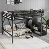 KWPZQEB Loft Bed with Storage Stairs, Heavy Duty Metal Loft Bed Frame with Built-in Storage Shelves & Wardrobe for Teens, Easy Assembly - 3 of 4