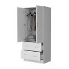 ORRD Freestanding Wardrobe with Doors & Drawers, White - Modern Closet Organizer with Hanging Rod for Bedroom Storage - 3 of 4