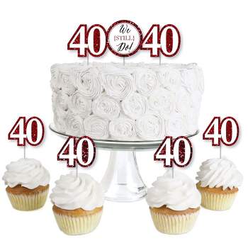 Big Dot of Happiness We Still Do - 40th Wedding Anniversary - Dessert Cupcake Toppers - Anniversary Party Clear Treat Picks - Set of 24