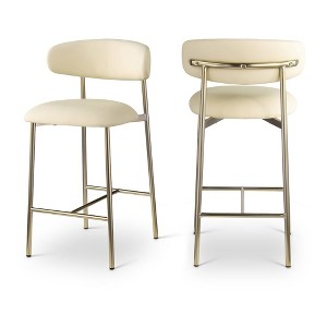 Meridian Furniture,Lupita Cream Vegan Leather Counter Stool, Set of 2 - 1 of 4