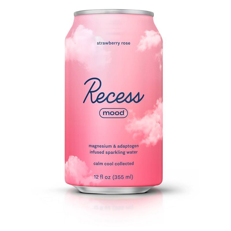 Recess Mood Strawberry Rose Sparkling Water with Magnesium L Threonate - 12 fl oz Can, 1 of 6