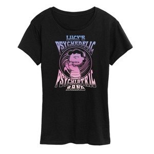 Women's - Peanuts - Lucy's Psychedlic Psychiatric Music Band Short Sleeve Graphic T-Shirt - 1 of 4