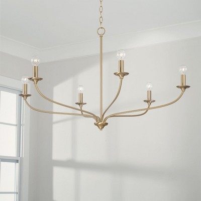 Matte Brass 6-Light Candle Style Chandelier