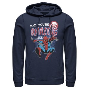 Men's Marvel Webbed Spider-Man Amazing Dad Pull Over Hoodie - 1 of 4