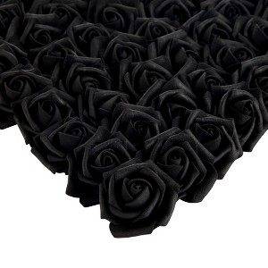 Bright Creations 200 Pack Black Roses Artificial Flowers for Decoration, Stemless Fake Foam Rose Heads for Bridal Shower, Wedding, 2 In - 1 of 4