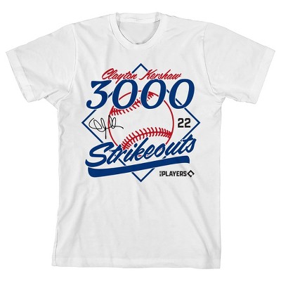 MLB Clayton Kershaw 3000 Strikeouts Youth White Short Sleeve Tee