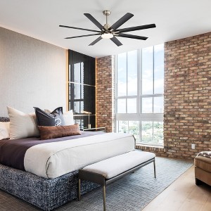 TOBILI 52-Inch Ceiling Fan With Lights,6 Wind Speed,With 8 Black ABS Blades,Voice,Fan For Bedroom,Living Room,Patio,Kitchen,etc - 1 of 4