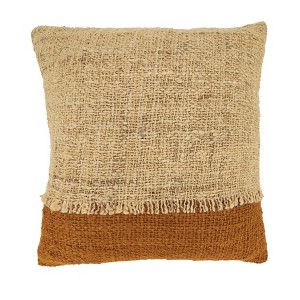 Saro Lifestyle Two-Tone Fringe Throw Pillow Cover - 1 of 3