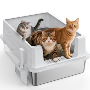 Large Cat Litter Box 28x20 Inches, High-Sided Enclosed Litter Pan with Low Entry, Non-Stick Bottom for 3+ Cats, Senior & Overweight Cat Friendly - 1 of 4