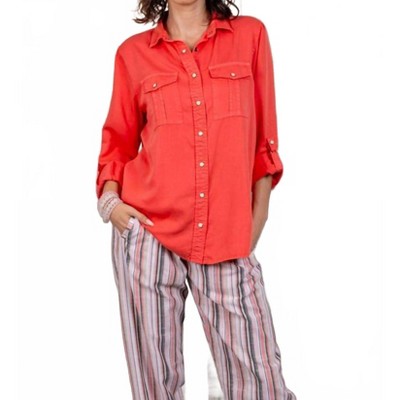 Women's Wo's Tencel Slub Snap Front Shirt - PAPARAZZI