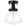 Elegant Lighting Lyle 1 light Black and Clear seeded glass Flush mount - 3 of 4