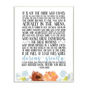 Stupell Industries It Is Not The Critic Who Counts Roosevelt Floral Quote, 13" x 19" - 1 of 4