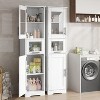 TROPOW Armadio da bagno da 170 cm, con ante e ripiano regolabile, sottile bianco, con 5 scomparti, per bagno, soggiorno, cucina, sala da pranzo - 4 of 4