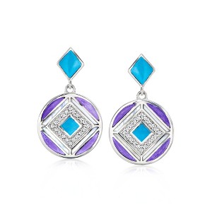 Ross-Simons Mother-Of-Pearl and 4.23 ct. t.w. Multi-Gemstone Disc Drop Earrings in Sterling Silver - 1 of 3