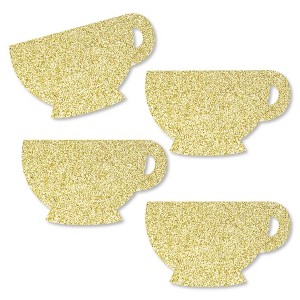Big Dot of Happiness Gold Glitter Tea Cup - No-Mess Real Gold Glitter Cut-Outs - Garden Tea Party Confetti - Set of 24 - 1 of 4