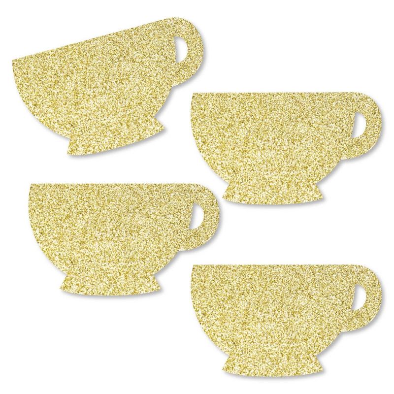 Big Dot of Happiness Gold Glitter Tea Cup - No-Mess Real Gold Glitter Cut-Outs - Garden Tea Party Confetti - Set of 24, 1 of 7