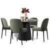 5-piece Dining Set for 4, 42'' Solid Wood Black DIning Table Set with 4 Linen Fabric Dining Chairs, Dining Room Furniture - Maison Boucle - image 4 of 4