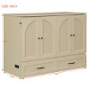 Foldable Full Size Murphy Bed with Drawers and USB Port,Space-Saving Cabinet Bed with Rattan Doors-The Pop Home - 4 of 4