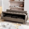 63.8" Modern 3-Seat Sofa Couch with Storage Under Seat Cushion, Comfy Leather Fabric, with 5 Pillows,Memory Foam, for Living Room, Bedroom, Apartment - 2 of 4