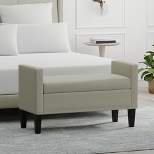 Glenwillow Home Upholstered Storage Bench with Track Arms and Wood Legs