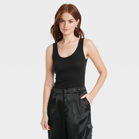 Women's Ribbed Tank Bodysuit - A New Day™ Black Xl : Target