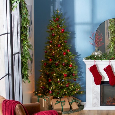 6-Foot Green Prelit Artificial Christmas Tree with Metal Base
