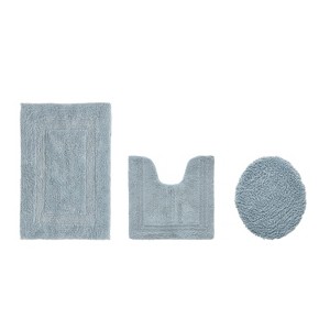 Lux Premium 100% Cotton  Ultra-Soft Tufted Solid Reversible 3 Piece Bath Rug Set, Water-Absorbent, Durable, Machine Washable Bathroom Rug - 1 of 4