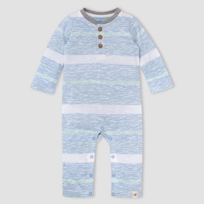 Image of Burt's Bees Baby® Boys' Slub Coveralls - Light Blue 6-9M
