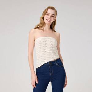 Women's Textured Asymmetrical Bandeau Sweater - A New Day™ Cream