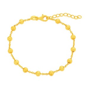 Bella Silver Sterling Silver, Alternating Brushed & Polished Bead Bracelet - Gold Plated - Gold - 6+1 Inch - 1 of 2