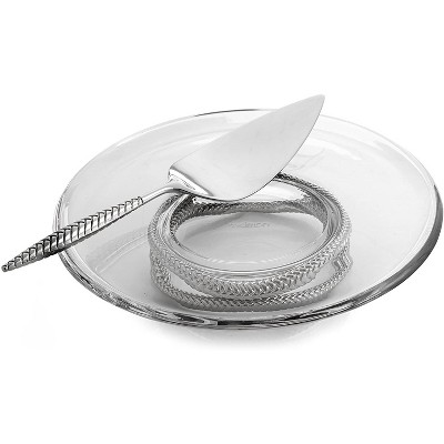 nambe Braid Pedestal Cake Plate with Cake Server