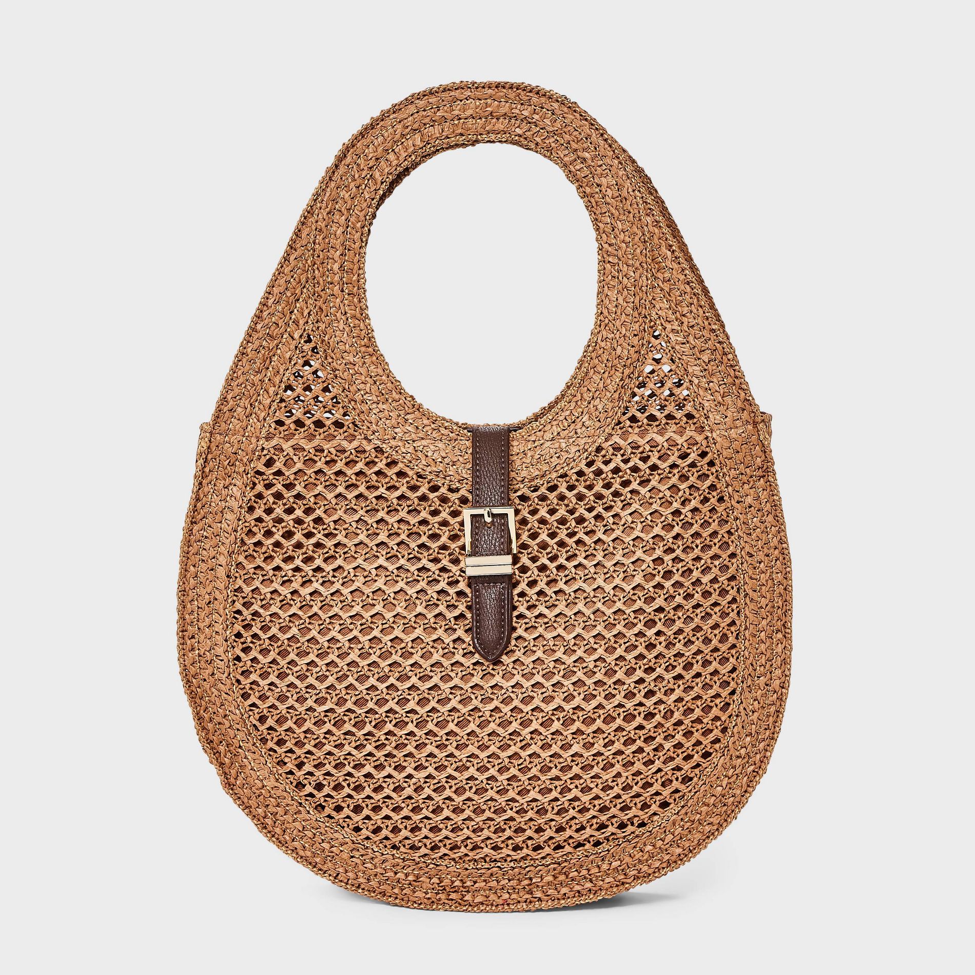 Straw Oval Shoulder Bag - A New Day™ Tan