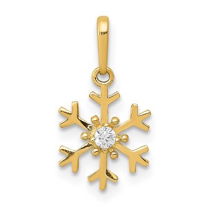 Black Bow Jewelry 14k Yellow Gold & Cubic Zirconia Snowflake Charm or Pendant, 8mm - 1 of 4