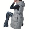 Imily Bela Womens Winter Quilted Hooded Puffer Vest Zip Up Sleeveless Padded Outerwear With Pockets - 2 of 3