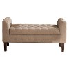 Kings Brand Furniture Marceille Upholstered Storage Bench Ottoman, Light Brown - 2 of 3