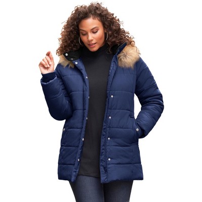 Roaman's Women's Plus Size Classic Length Quilted Puffer Jacket
