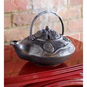 Plow & Hearth Cast Iron Wood Stove Steamer Kettle with Pine Cone Design, in Black - 1 of 1