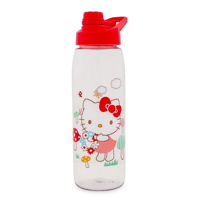 Silver Buffalo Sanrio Hello Kitty Mushrooms Water Bottle With Screw-Top Lid | Holds 28 Ounces, 1 of 10