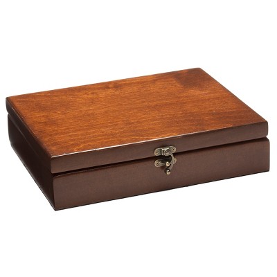 Walnut Stain Wooden Valet Box with Felt Lining