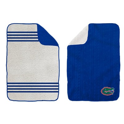 NCAA Florida Gators Cable Knit Embossed Logo with Sherpa Stripe Throw Blanket