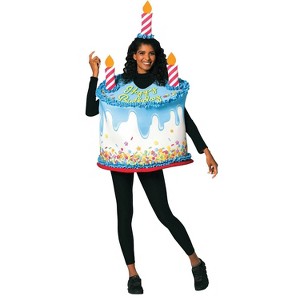 Imposta Costumes Adult Happy Birthday Confetti Cake with Candle Costume Bodysuit White One Size - 1 of 1