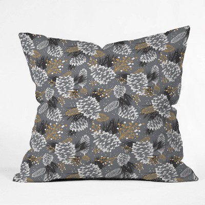 16"x16" Heather Dutton Festive Forest Square Throw Pillow Gray- Deny Designs