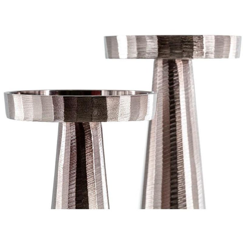 Mark & Day Valpovo 22"H x 5"W x 5"D, 20"H x 5"W x 5"D Modern Metallic Silver Candle Holder Set, 5 of 7