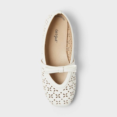 Cat &amp; Jack Girls' Margo Laser Cut Ballet Flats Square Toe