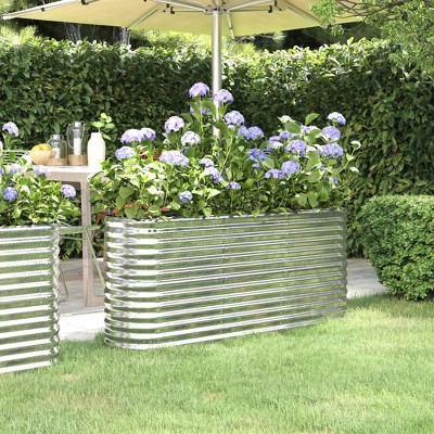 vidaXL Garden Raised Bed Silver Powder-coated steel Large Durable