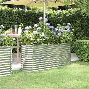 vidaXL Garden Raised Bed Silver Powder-coated steel Large Durable - 1 of 4