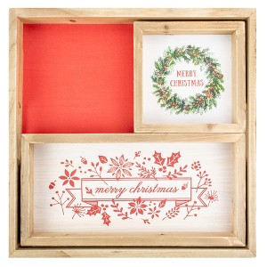 Northlight Wooden "Merry Christmas" Plaques and Serving Tray with Handles - 16" - Set of 3 - 1 of 3